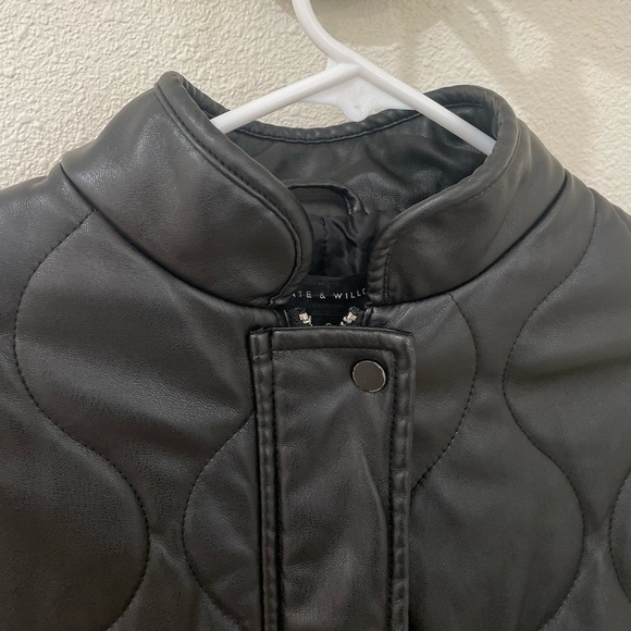 Slate & Willow Quilted Faux Leather Black Jacket Size Small - Picture 16 of 16